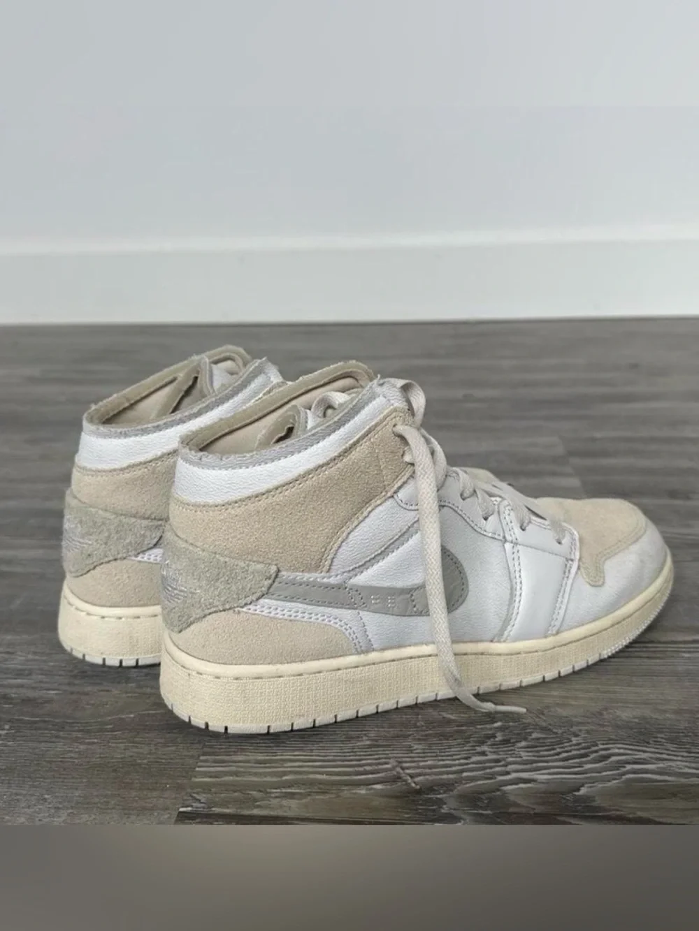 Jordan High-Top Sneakers in White and Beige